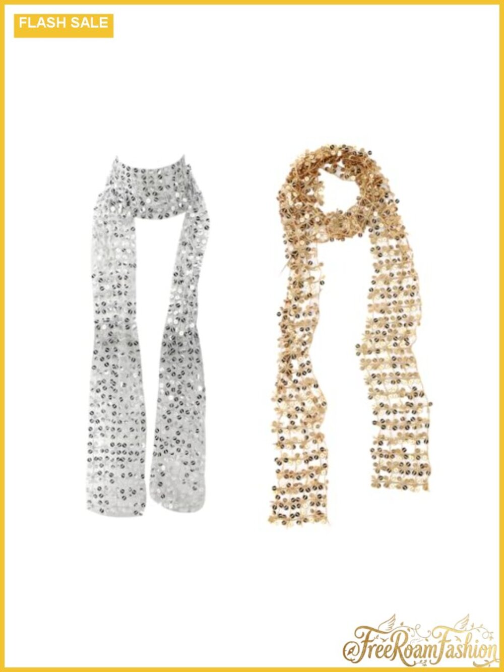 2 Pack Glitter Scarf Metallic Thread Mesh Open Knit Evening Party Shawl